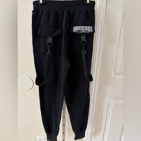 NWT - Dolls Kill Club Exx Digital Blaze Cargo Joggers in Black - Size S - Picture 2 of 4